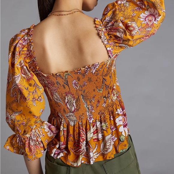 Anthropologie Smocked Sweetheart Blouse size medium - Picture 3 of 12